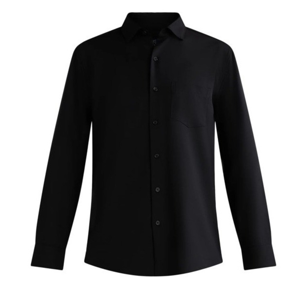 2 George Modern Fit Performance Long Sleeve Dress Shirt In Black (medium 38-40)